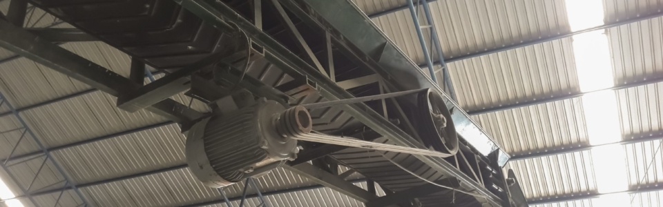 Conveyor belt in rice mill